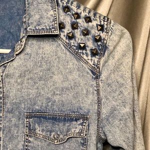Studded Denim Button Down